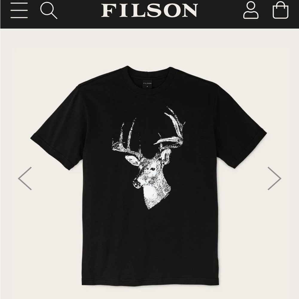 Filson Black Graphic Deer Print T-Shirt size large